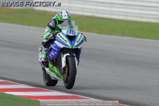 2010-06-26 Misano 0634 Rio - Supersport - Free Practice - Fabien Foret - Kawasaki ZX-6R